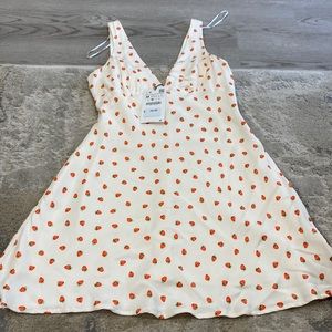 Silk strawberry print Zara mini dress